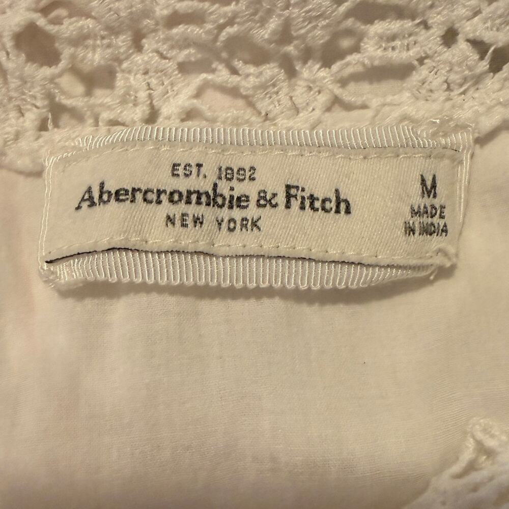 Abercrombie & Fitch Embroidered White Pink Floral Crochet Racerback Tank Top S - Picture 7 of 10